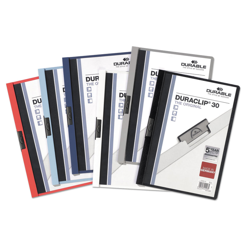 Durable DuraClip Report Cover, Clip Fastener, 8.5 x 11 , Clear/Red, 25/Box