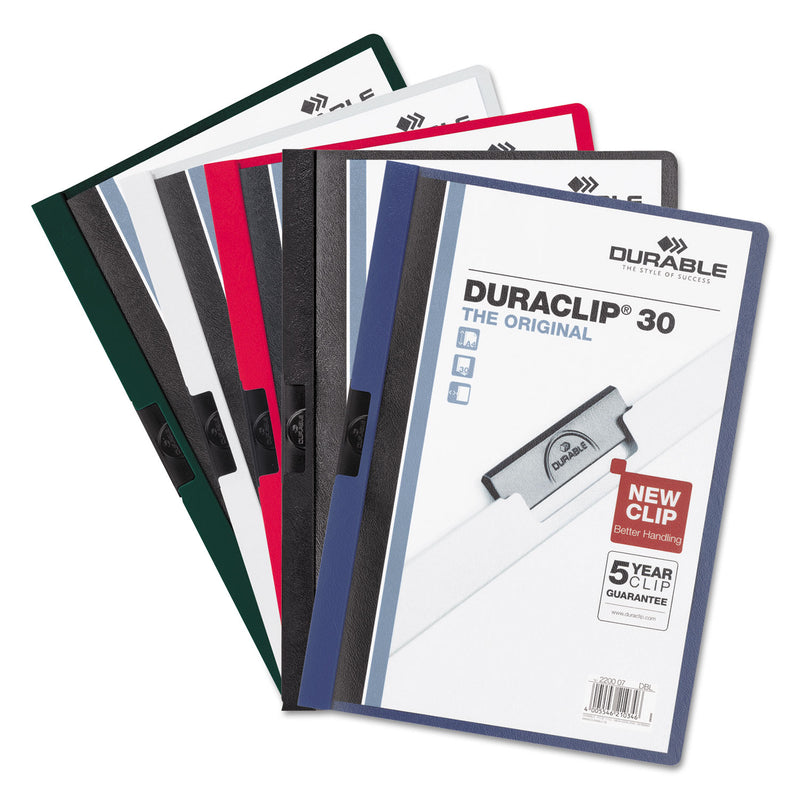 Durable DuraClip Report Cover, Clip Fastener, 8.5 x 11 , Clear/Red, 25/Box