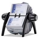 Durable VISIFIX Flip Rotary Business Card File, Holds 400 2.88 x 4.13 Cards, 8.75 x 7.13 x 8.06, Plastic, Black/Silver