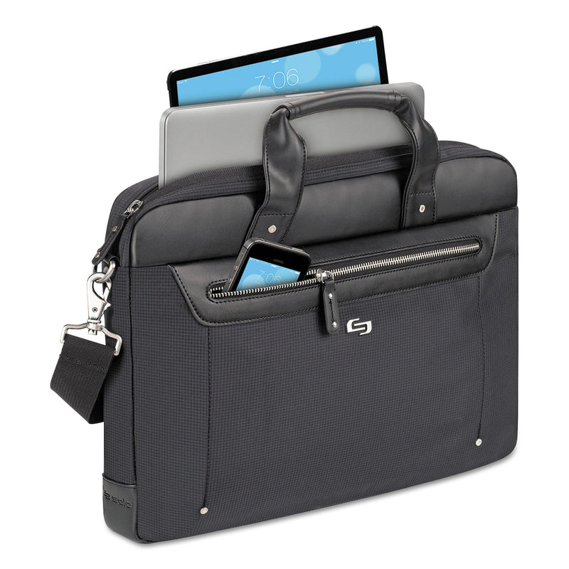Solo Irving Briefcase, Fits Devices Up to 15.6", Polyester, 16.54 x 2.36 x 13.39, Black