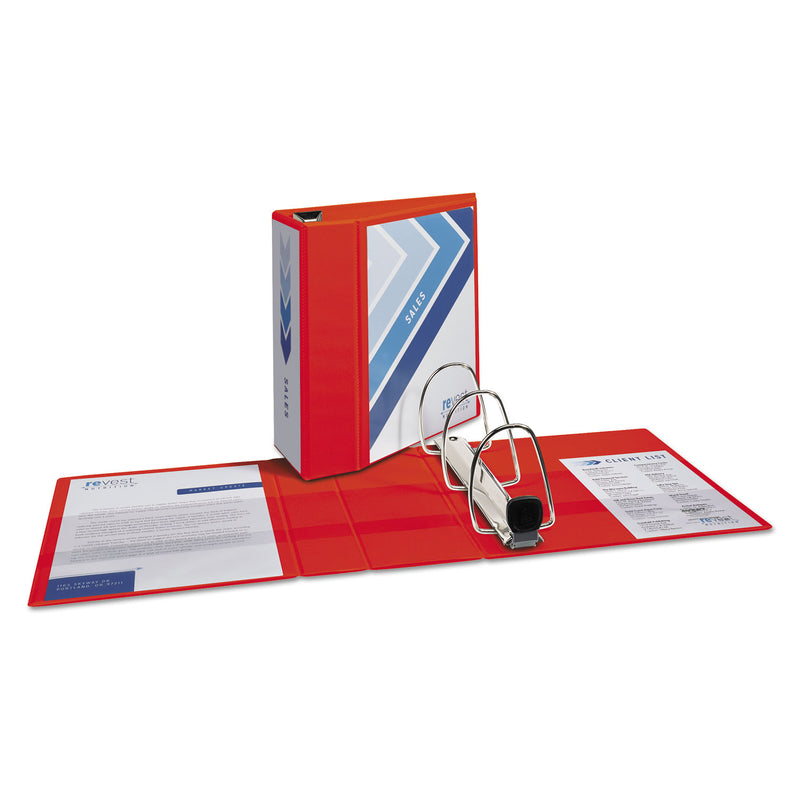 Avery Heavy-Duty View Binder with DuraHinge and Locking One Touch EZD Rings, 3 Rings, 5" Capacity, 11 x 8.5, Red