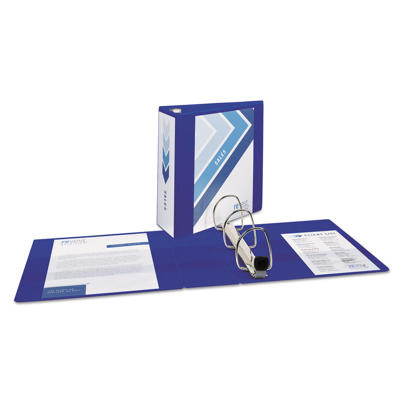 Avery Heavy-Duty View Binder with DuraHinge and Locking One Touch EZD Rings, 3 Rings, 4" Capacity, 11 x 8.5, Pacific Blue