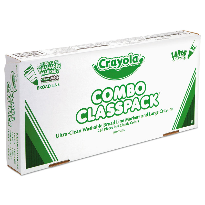 Crayola Crayon and Ultra-Clean Washable Marker Classpack, 8 Colors, 128 Each Crayons/Markers, 256/Box