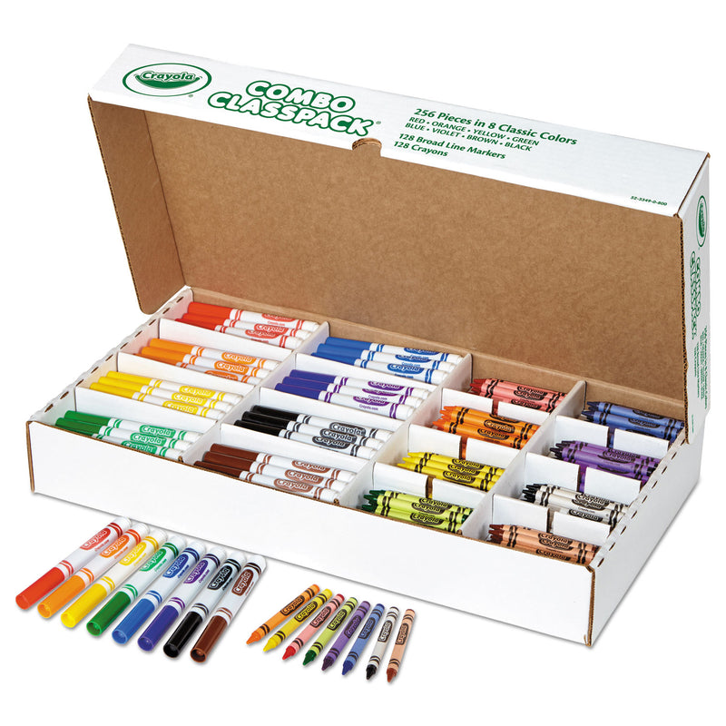Crayola Crayons and Markers Combo Classpack, Eight Colors, 256/Set