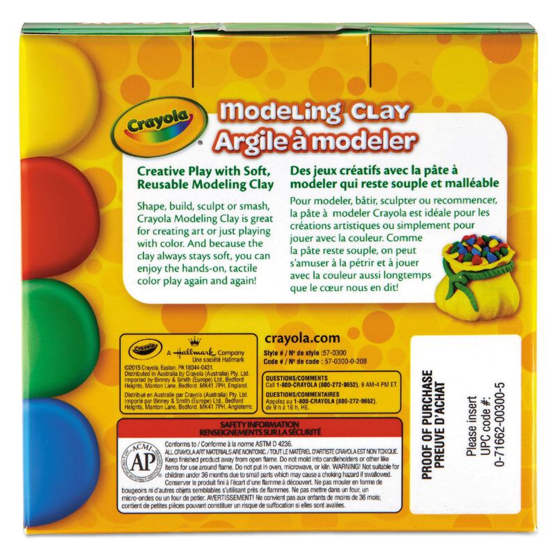 Crayola Modeling Clay Assortment, 4 oz Packs, 4 Packs, Blue/Green/Red/Yellow, 1 lb