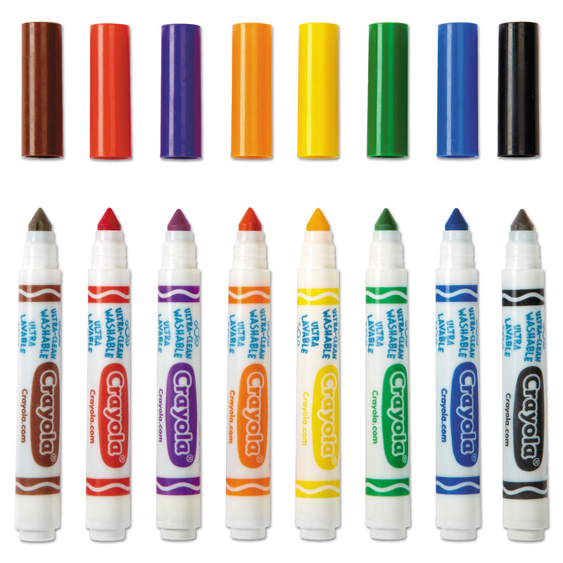 Crayola Ultra-Clean Washable Markers, Broad Bullet Tip, Assorted Colors, 8/Pack
