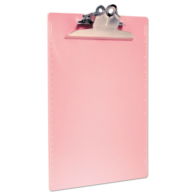 Saunders Recycled Plastic Clipboard with Ruler Edge, 1" Clip Capacity, Holds 8.5 x 11 Sheets, Pink