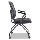 Alera Elusion Mesh Nesting Chairs, Padded Arms, Supports Up to 275 lb, Black, 2/Carton