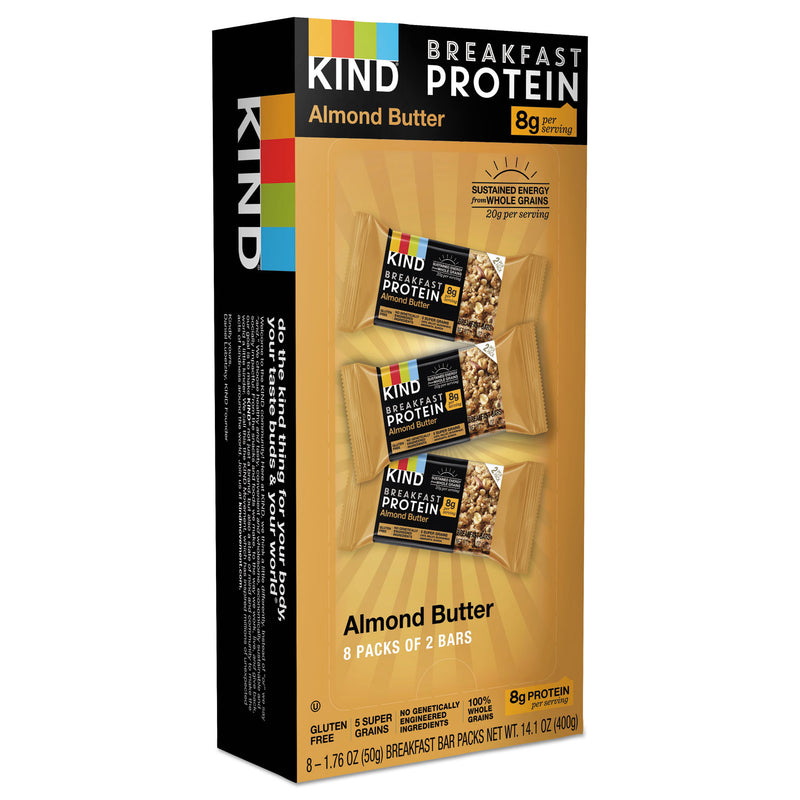 KIND Breakfast Protein Bars, Almond Butter, 50 g Box, 8/Pack