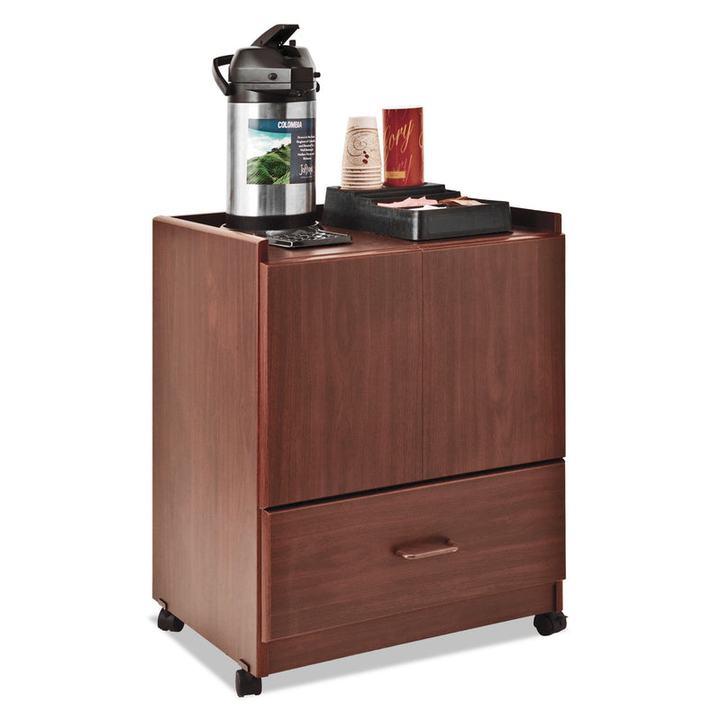 Vertiflex Mobile Deluxe Coffee Bar, Engineered Wood, 2 Shelves, 1 Drawer, 23" x 19" x 30.75", Cherry
