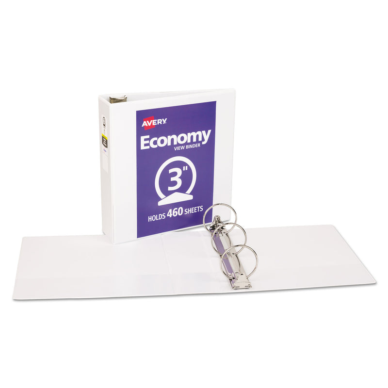 Avery Economy View Binder with Round Rings , 3 Rings, 3" Capacity, 11 x 8.5, White, (5741)