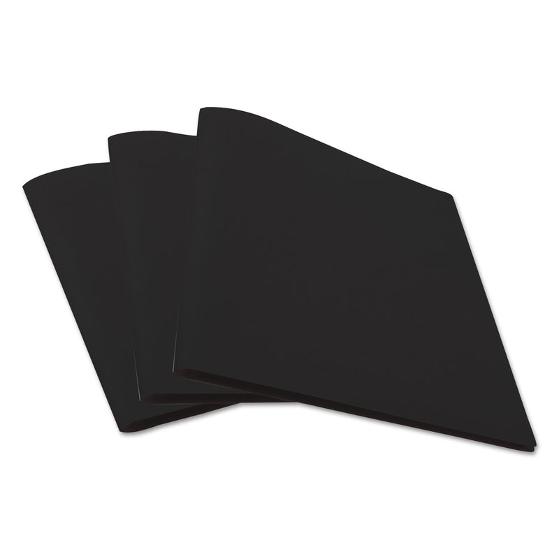 Universal Two-Pocket Plastic Folders, 100-Sheet Capacity, 11 x 8.5, Black, 10/Pack