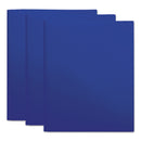 Universal Two-Pocket Plastic Folders, 100-Sheet Capacity, 11 x 8.5, Navy Blue, 10/Pack