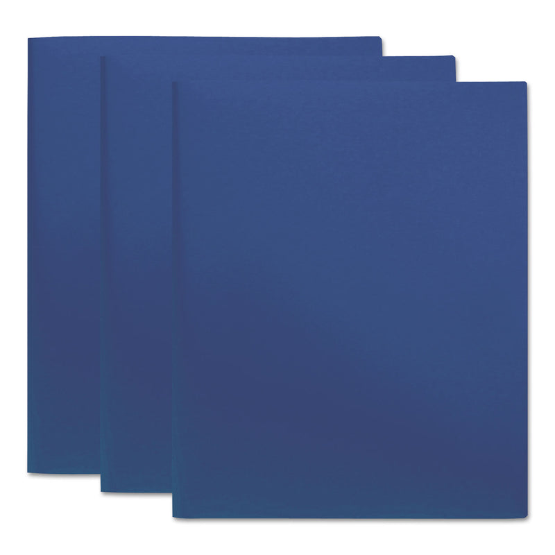 Universal Two-Pocket Plastic Folders, 100-Sheet Capacity, 11 x 8.5, Royal Blue, 10/Pack