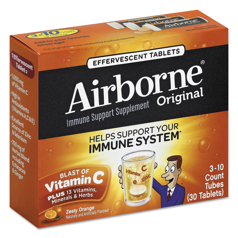 Airborne Immune Support Effervescent Tablet, Orange, 30 Box, 72 Boxes/Carton