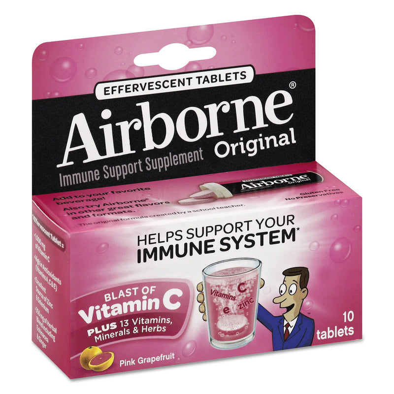 Airborne Immune Support Effervescent Tablet, Pink Grapefruit, 10 Count
