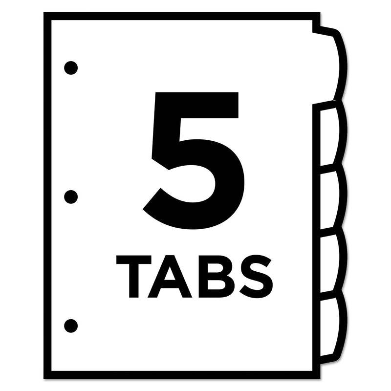 Avery Big Tab Printable Large White Label Tab Dividers, 5-Tab, 11 x 8.5, White, 20 Sets