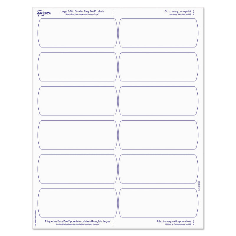 Avery Big Tab Printable Large White Label Tab Dividers, 8-Tab, 11 x 8.5, White, 20 Sets