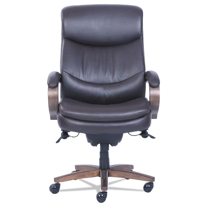 La-Z-Boy Woodbury Big/Tall Executive Chair, Supports Up to 400 lb, 20.25" to 23.25" Seat Height, Brown Seat/Back, Weathered Sand Base