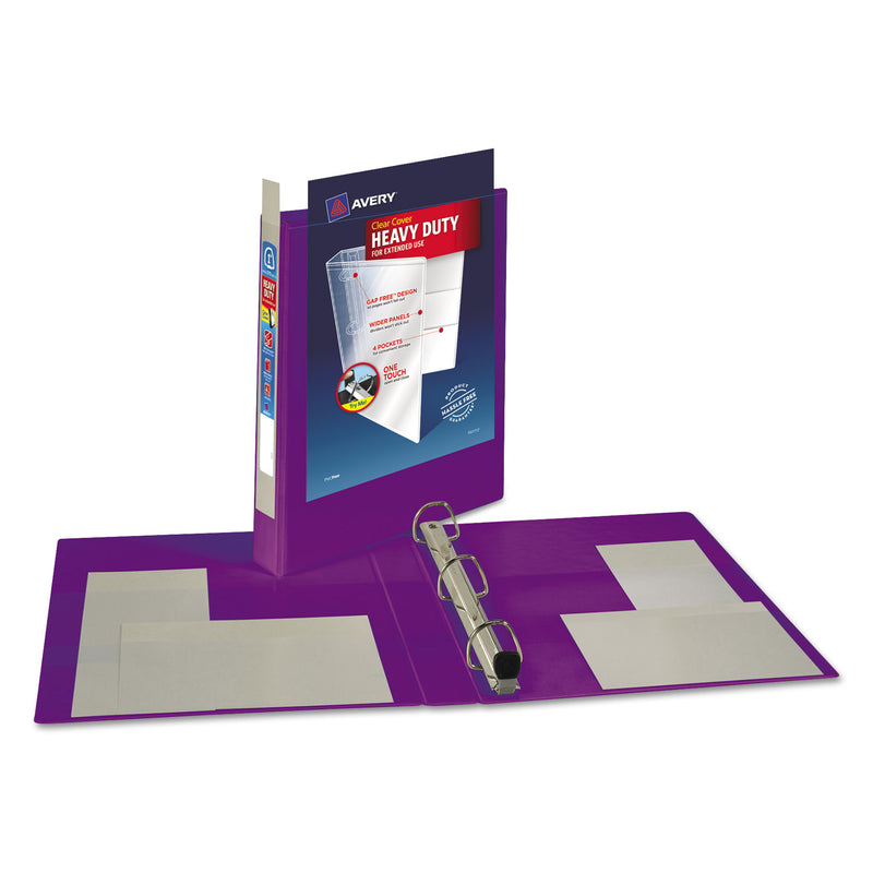 Avery Heavy-Duty View Binder with DuraHinge and One Touch EZD Rings, 3 Rings, 1" Capacity, 11 x 8.5, Purple