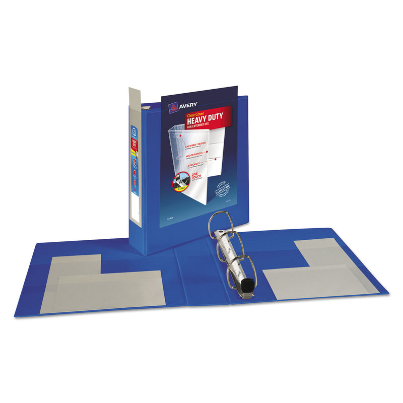 Avery Heavy-Duty View Binder with DuraHinge and One Touch EZD Rings, 3 Rings, 2" Capacity, 11 x 8.5, Pacific Blue