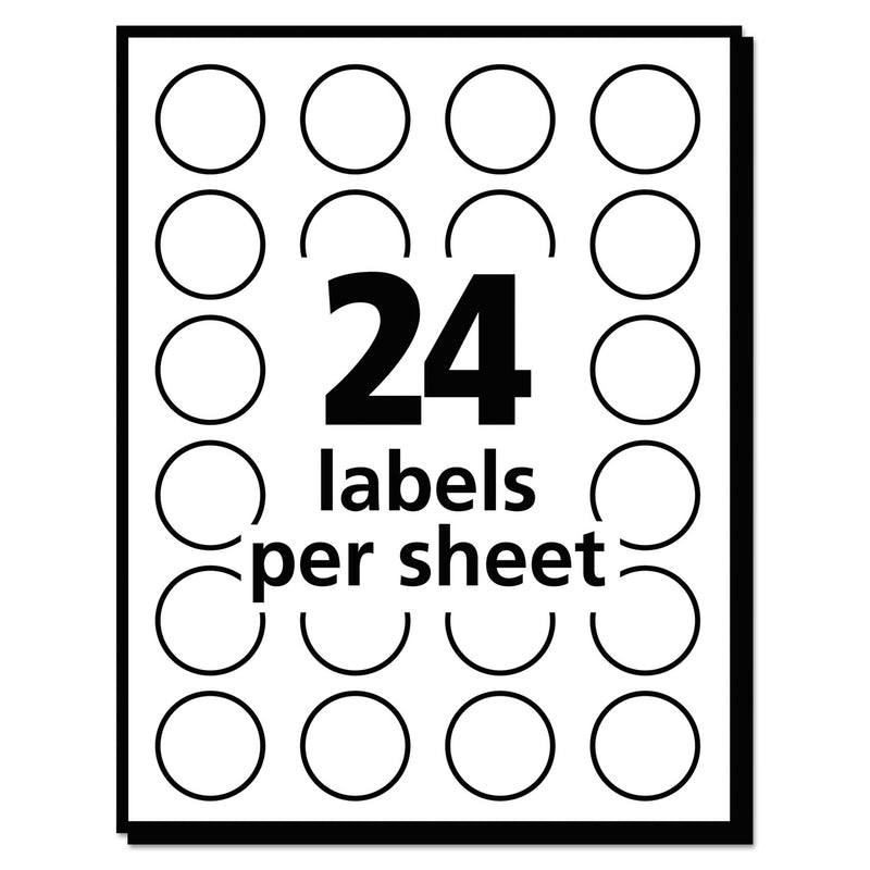 Avery Removable Multi-Use Labels, Inkjet/Laser Printers, 0.75" dia, White, 24/Sheet, 42 Sheets/Pack, (5408)