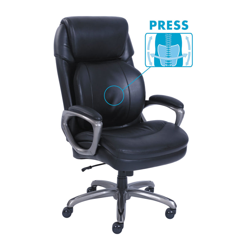 SertaPedic Cosset Big and Tall Executive Chair, Supports Up to 400 lb, 19" to 22" Seat Height, Black Seat/Back, Slate Base