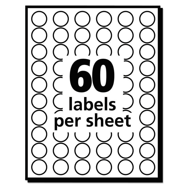 Avery Handwrite Only Self-Adhesive Removable Round Color-Coding Labels, 0.5" dia, Light Blue, 60/Sheet, 14 Sheets/Pack, (5050)