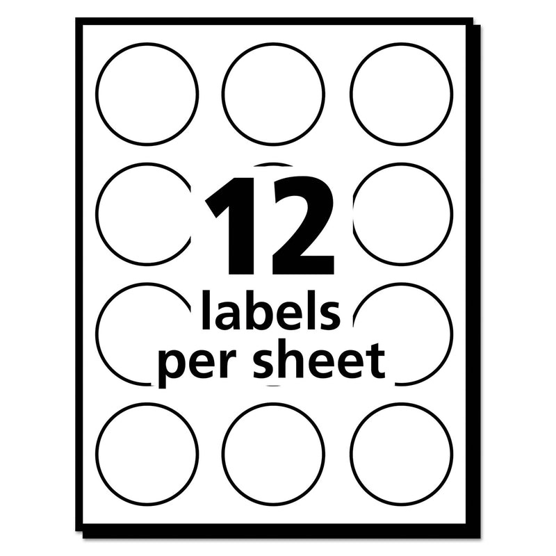 Avery Removable Multi-Use Labels, Inkjet/Laser Printers, 1" dia, White, 12/Sheet, 50 Sheets/Pack, (5410)
