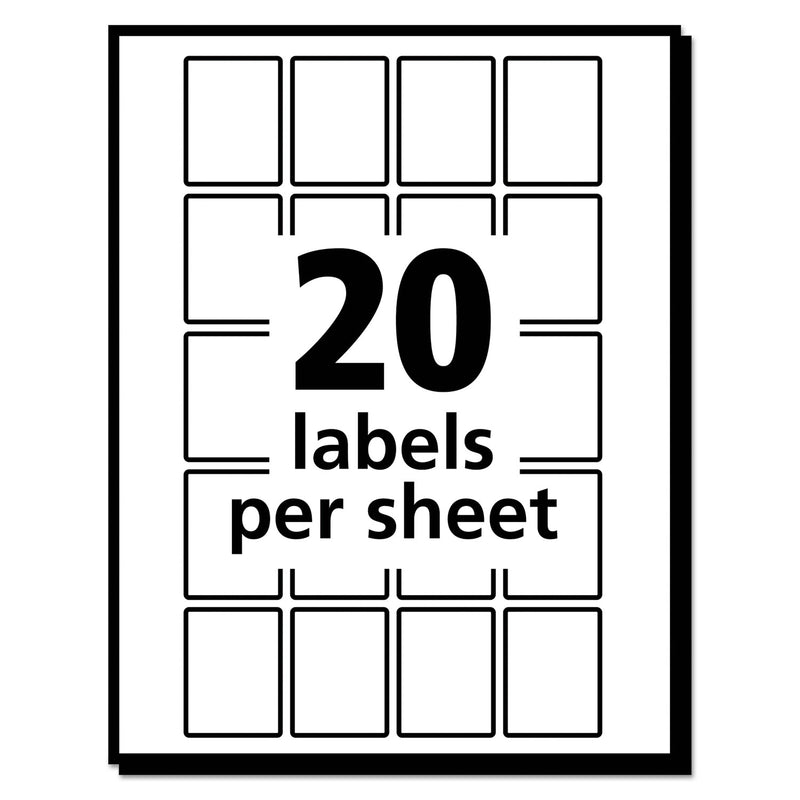 Avery Removable Multi-Use Labels, Inkjet/Laser Printers, 1 x 0.75, White, 20/Sheet, 50 Sheets/Pack, (5428)