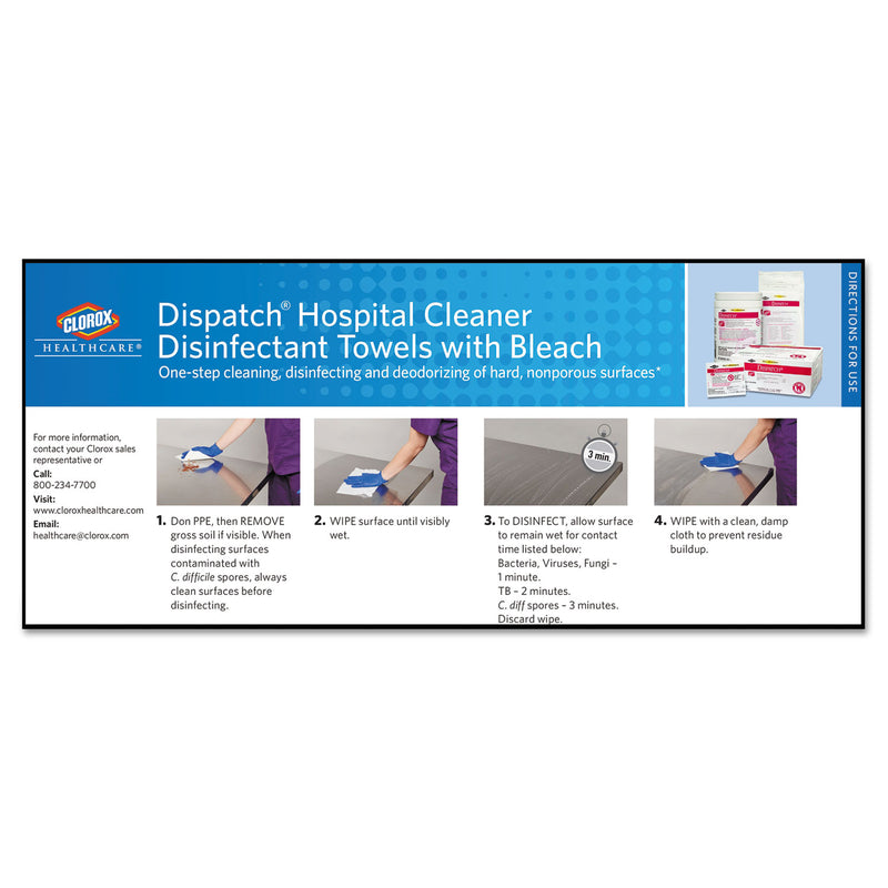 Clorox Dispatch Cleaner Disinfectant Towels, 6.75 x 8, 150/Canister