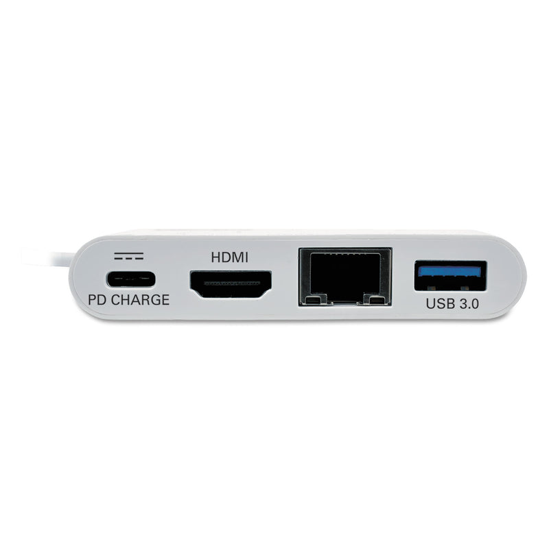 Tripp Lite USB 3.1 Gen 1 USB-C to HDMI Adapter, USB-A/USB-C PD Charging/Gigabit Ethernet, 3", White