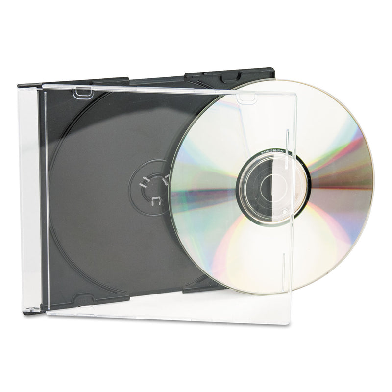 Innovera CD/DVD Slim Jewel Cases, Clear/Black, 100/Pack