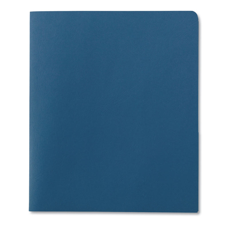 Smead Two-Pocket Folder, Embossed Leather Grain Paper, 100-Sheet Capacity, 11 x 8.5, Blue, 25/Box