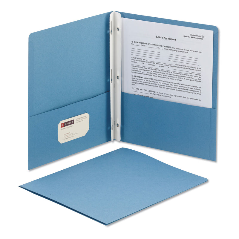 Smead 2-Pocket Folder with Tang Fastener, 0.5" Capacity, 11 x 8.5, Blue, 25/Box