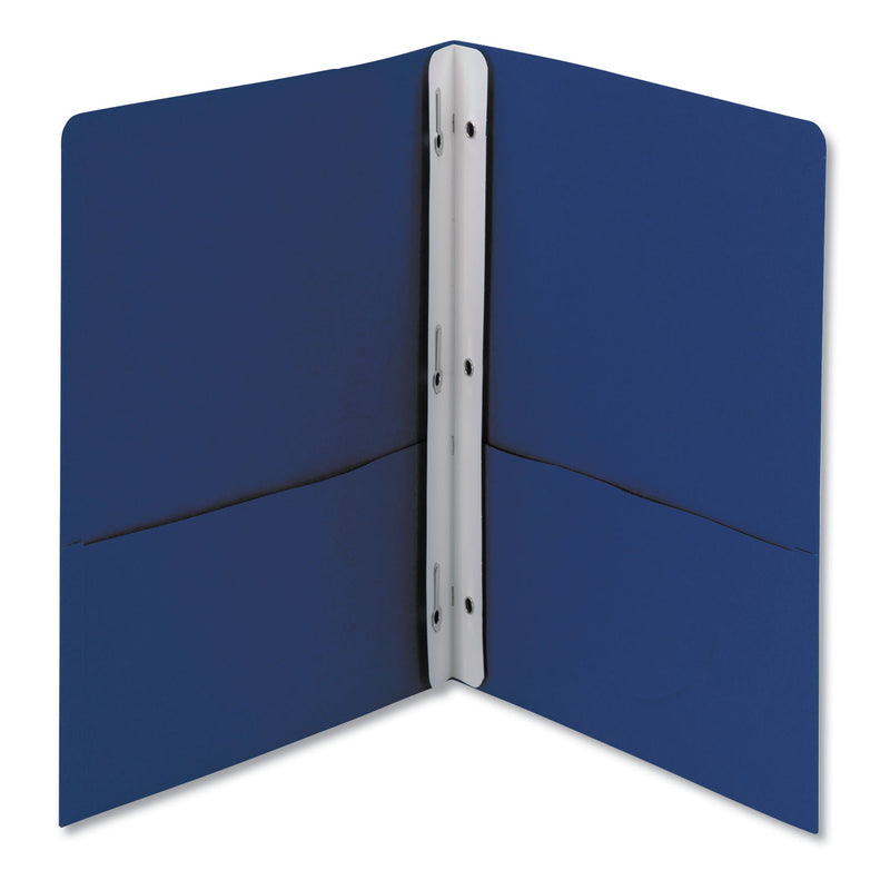 Smead 2-Pocket Folder with Tang Fastener, 0.5" Capacity, 11 x 8.5, Dark Blue, 25/Box