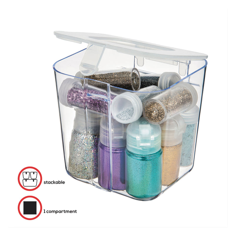 deflecto Stackable Caddy Organizer, Small, Plastic, 4.33 x 4 x 4.38, White