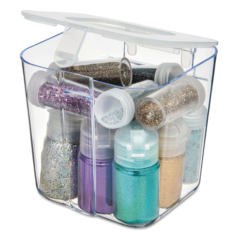 deflecto Stackable Caddy Organizer, Small, Plastic, 4.33 x 4 x 4.38, White