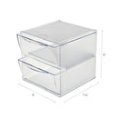 deflecto Stackable Cube Organizer, 2 Compartments, 2 Drawers, Plastic, 6 x 7.2 x 6, Clear