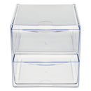 deflecto Stackable Cube Organizer, 2 Compartments, 2 Drawers, Plastic, 6 x 7.2 x 6, Clear