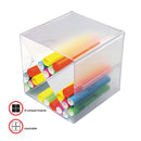 deflecto Stackable Cube Organizer, X Divider, 4 Compartments, Plastic, 6 x 7.2 x 6, Clear