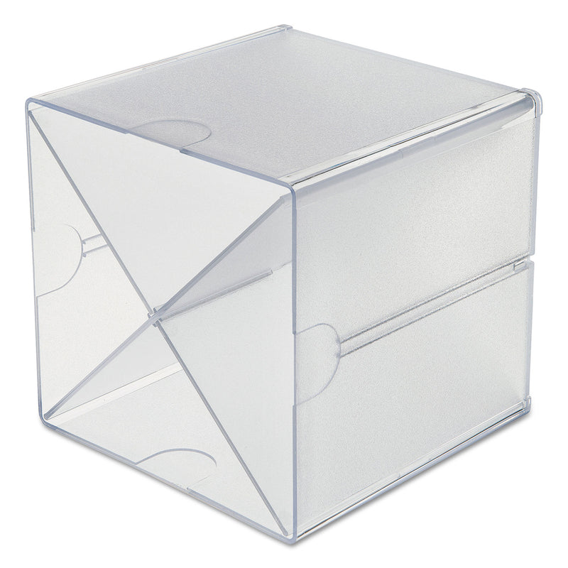 deflecto Stackable Cube Organizer, X Divider, 4 Compartments, Plastic, 6 x 7.2 x 6, Clear