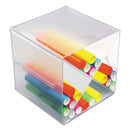 deflecto Stackable Cube Organizer, X Divider, 4 Compartments, Plastic, 6 x 7.2 x 6, Clear