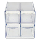 deflecto Stackable Cube Organizer, 4 Compartments, 4 Drawers, Plastic, 6 x 7.2 x 6, Clear
