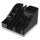 deflecto Silhouettes All-In-One Caddy, 6 Compartments, Plastic, 8.13 x 9.13 x 5.19, Black/Silver