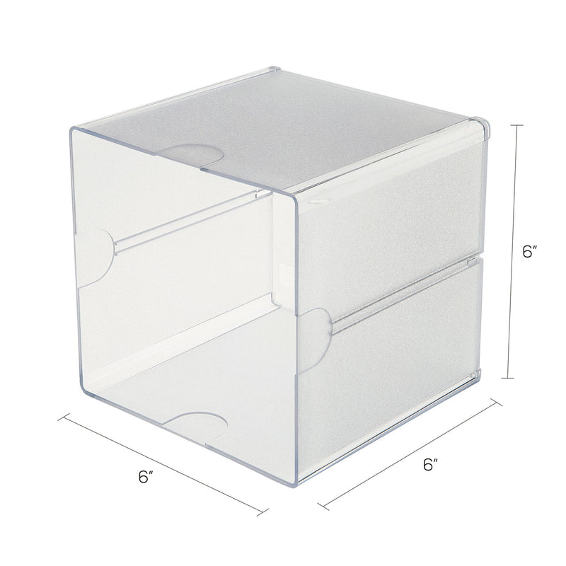 deflecto Stackable Cube Organizer, 1 Compartment, 6 x 6 x 6, Plastic, Clear