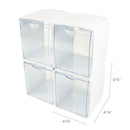 deflecto Tilt Bin Interlocking 4-Bin Organizer, Plastic, 4.63 x 4.88 x 5.5, White/Clear