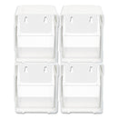 deflecto Tilt Bin Interlocking 4-Bin Organizer, Plastic, 4.63 x 4.88 x 5.5, White/Clear