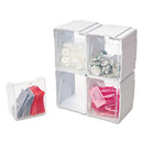 deflecto Tilt Bin Interlocking 4-Bin Organizer, Plastic, 4.63 x 4.88 x 5.5, White/Clear
