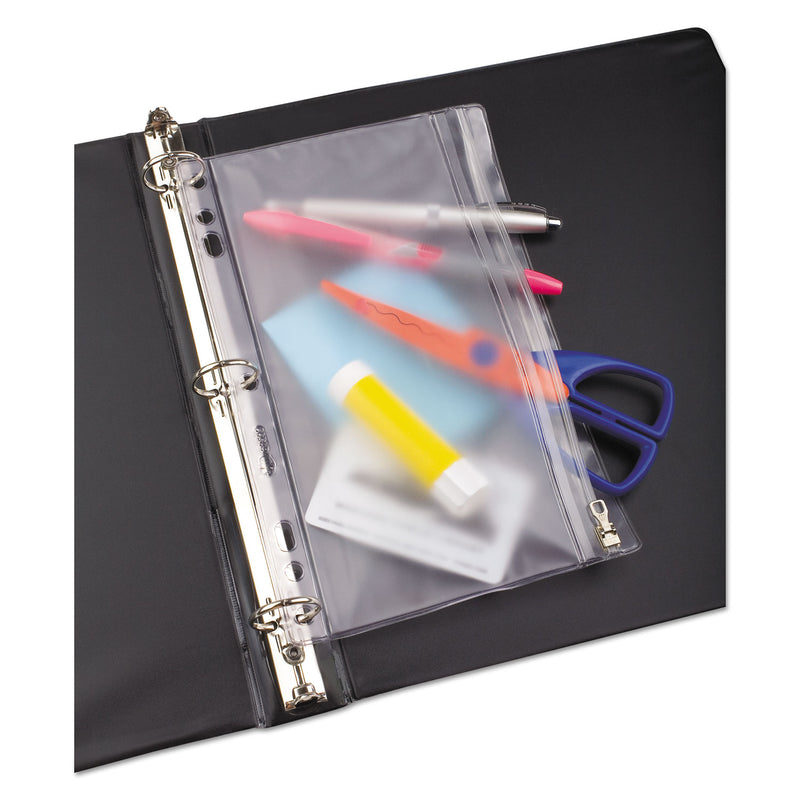 Oxford Zippered Ring Binder Pocket, 6 x 9.5, Clear